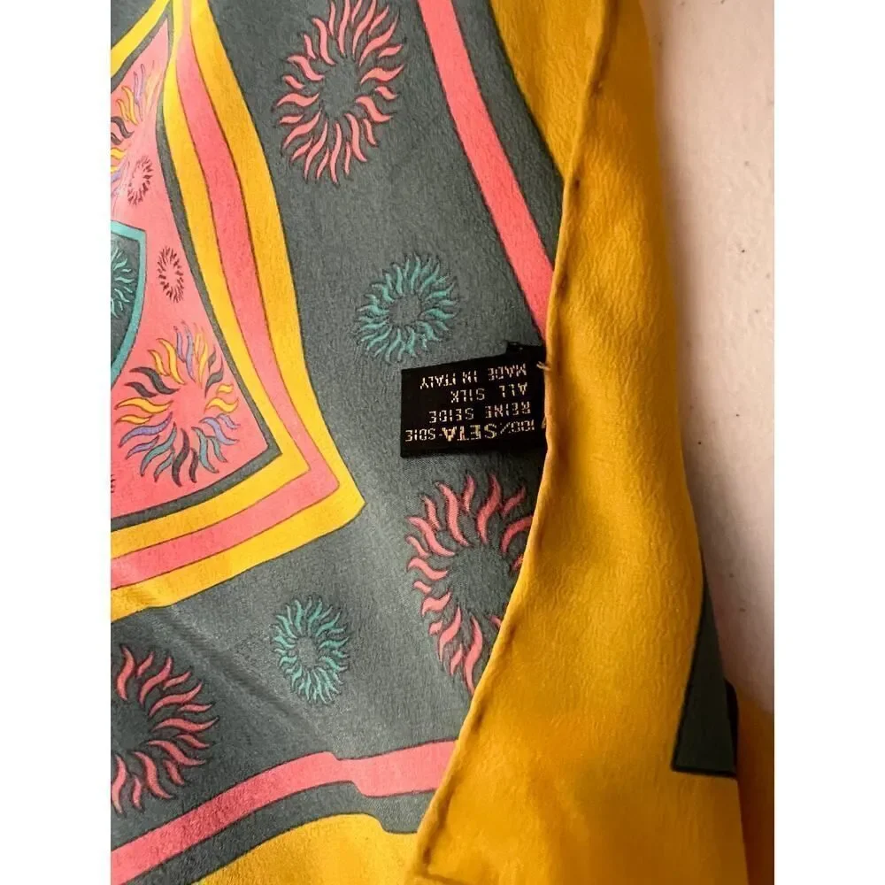 ITALIAN SILK SCARF MUSEE OLYMPIQUE LAUSANNE 100% SILK 13”x13”